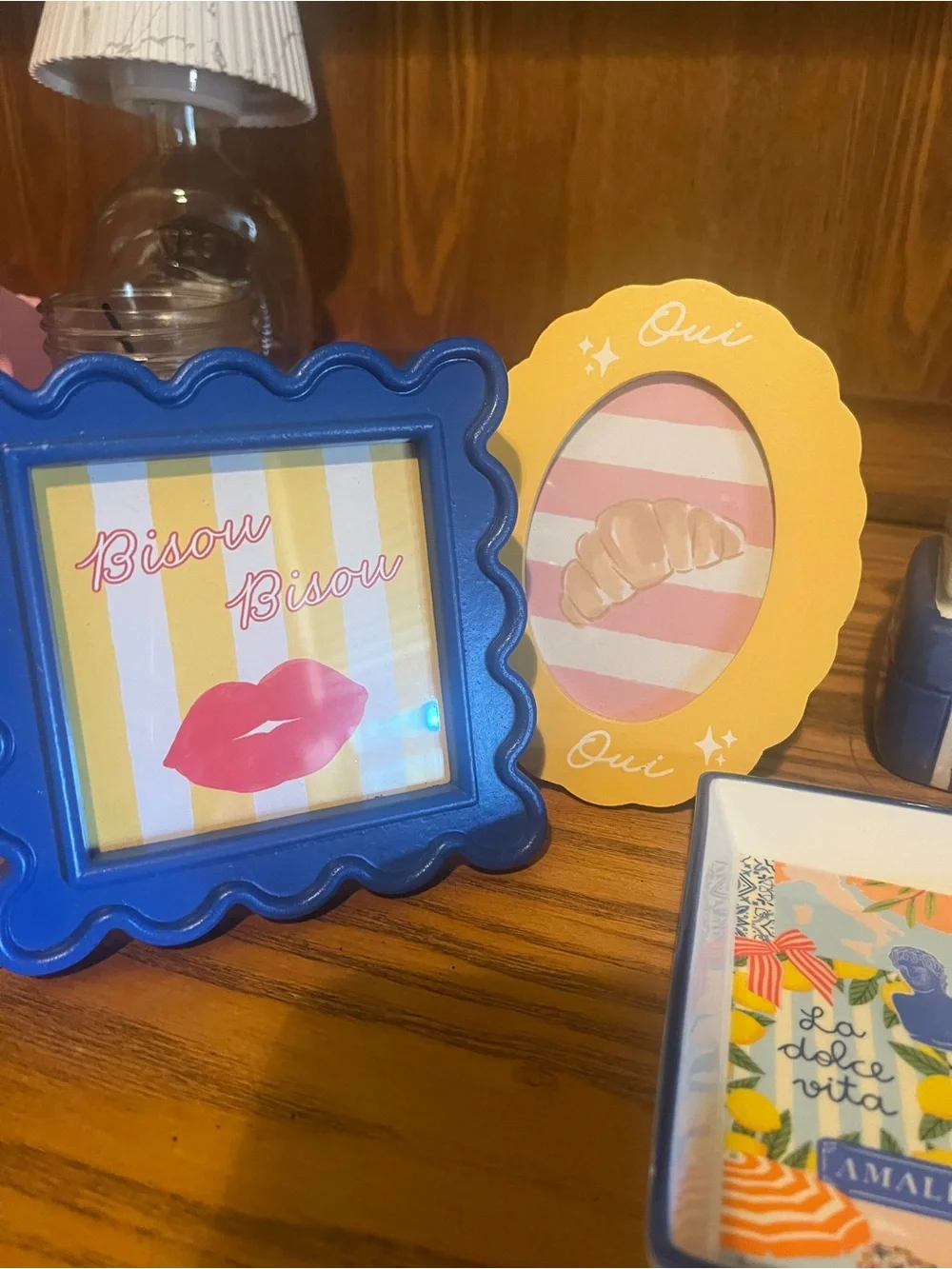 Home Accents Blue Scalloped Tabletop Photo Frame - Set Style